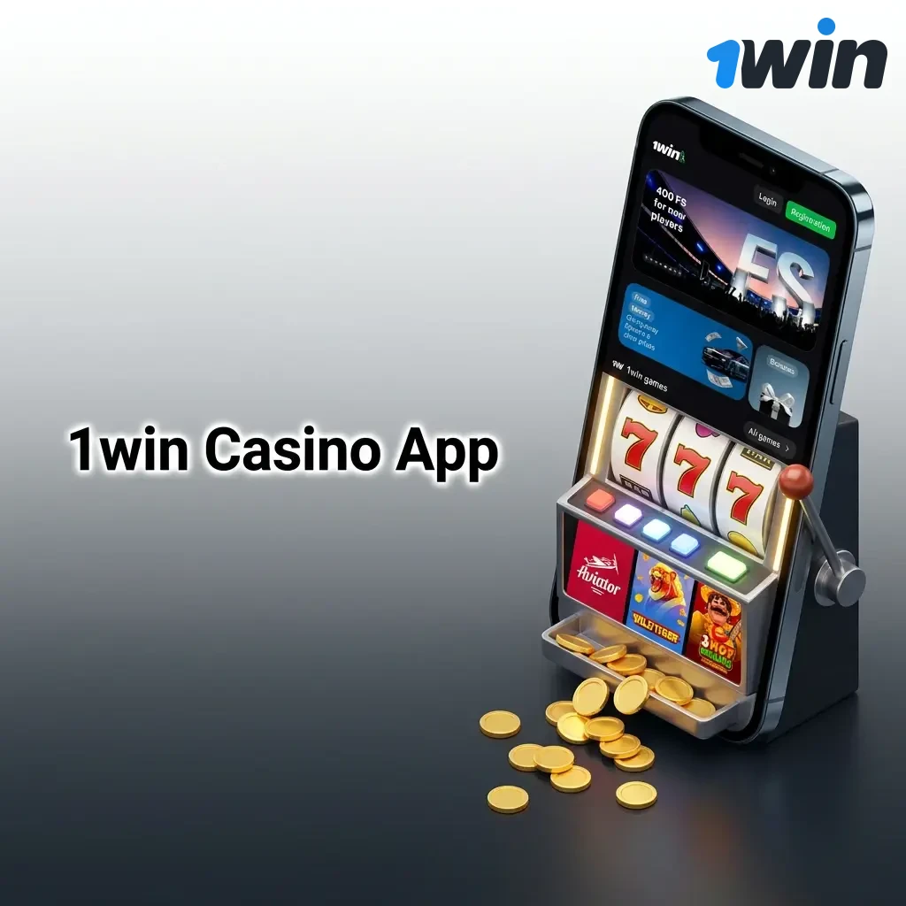 1win Casino App showing slots, live dealer games, and promotions from Pragmatic Play and Evolution Gaming