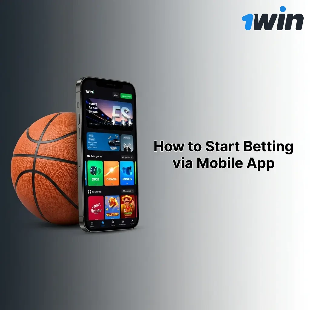 1win mobile app betting guide showing steps to deposit via UPI and place a sports bet in INR