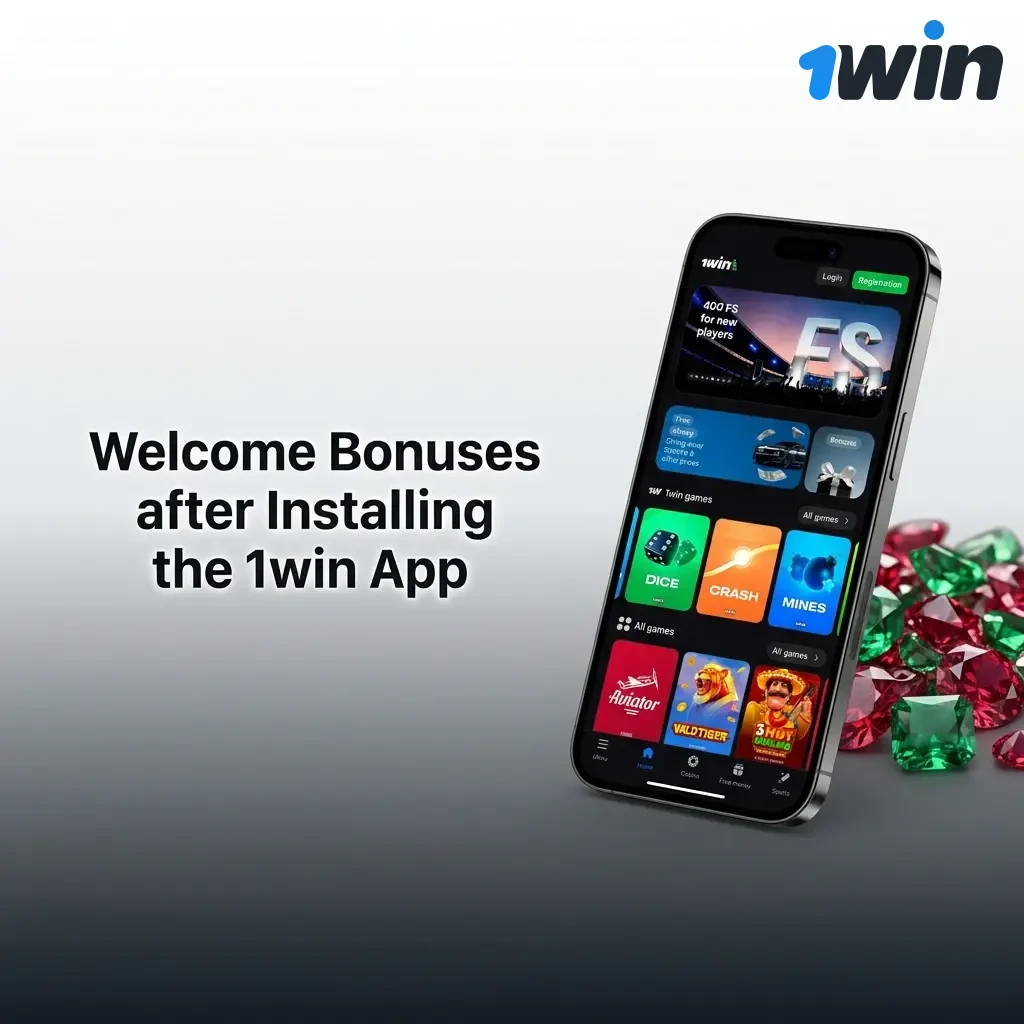 1win app welcome bonus package for Indian players showing multi-deposit offers from 130% to 170% across first four deposits
